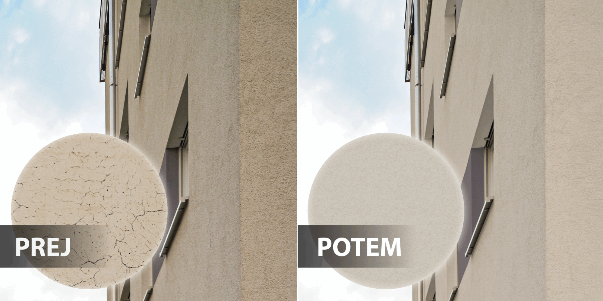 prej in potem slika fasade